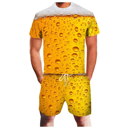 Ensemble t-shirt + short bière 3D – été – Image 1