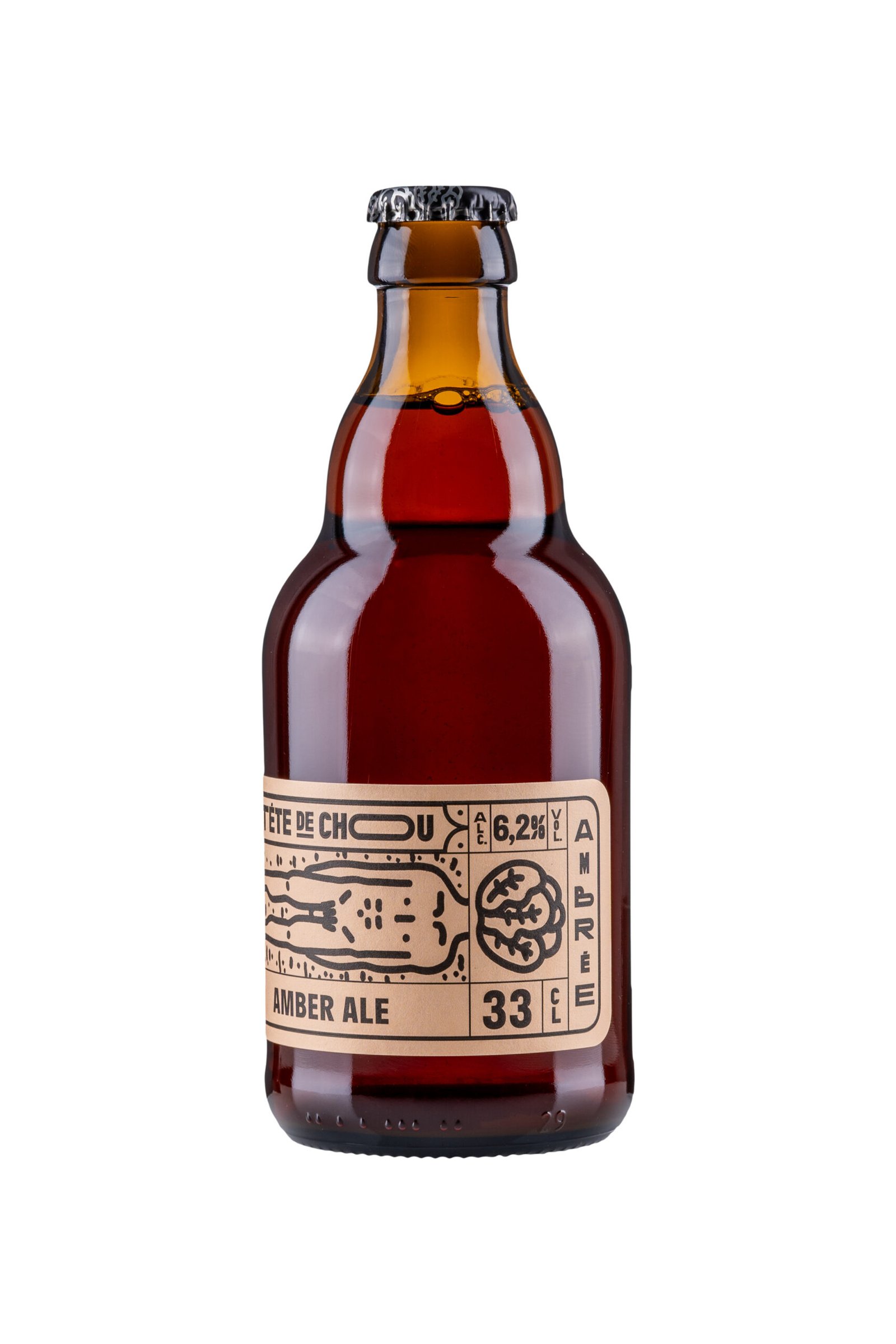 Bouteille ambré sur fond blanc Tête de chou - Ambrée – Image 1