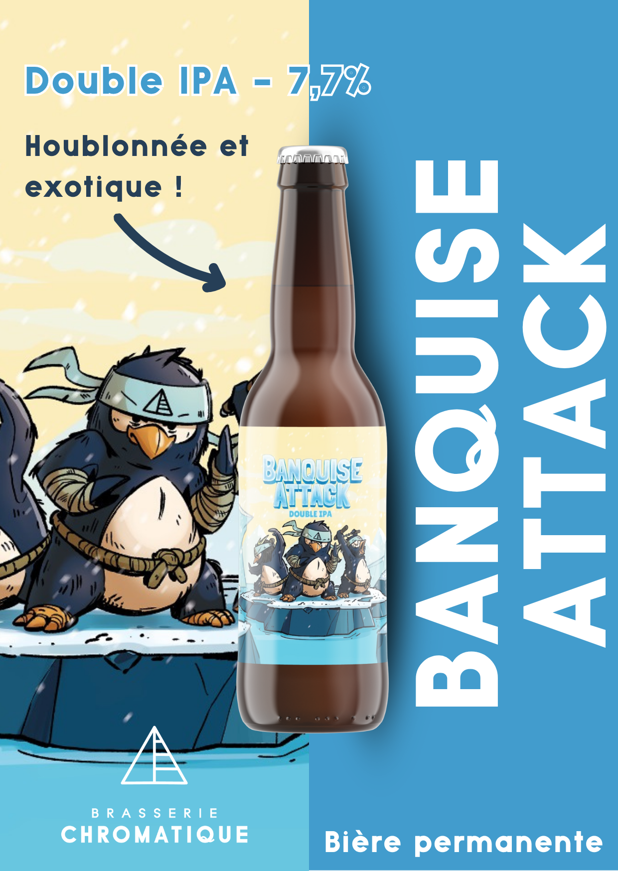 BANQUISE ATTACK NOUVELLE ETIQUETTE(1) Banquise Attack - Double IPA DDH - 7.7% – Image 1