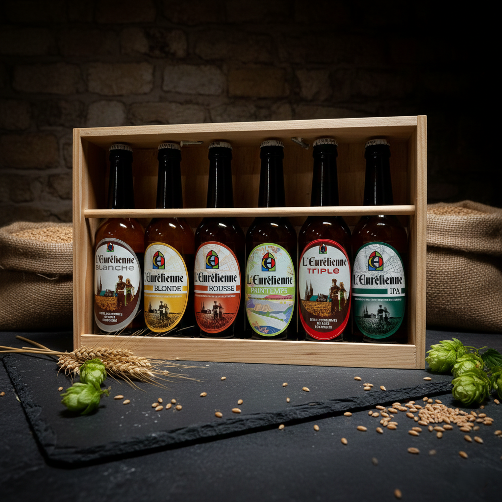 COFFRET BOIS - CARRE DEF 1 Coffret Bois 6 Bières L’Eurélienne33 cL – Image 1