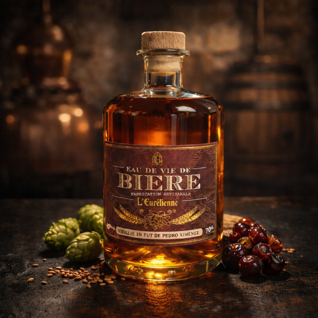 EAU DE VIE BARRIQUEE - CARRE DEF EAU DE VIE DE BIERE L'EURELIENNE VIEILLIE EN FUT PEDRO XIMENEZ – Image 1